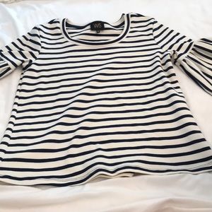 striped top with bell sleeves